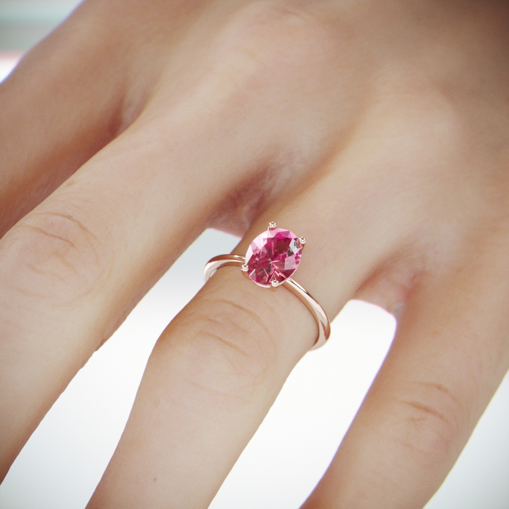 Rose Gold Pink Tourmaline Ring | Rose Gold Pink Tourmaline Engagement Ring | October Birthstone Ring