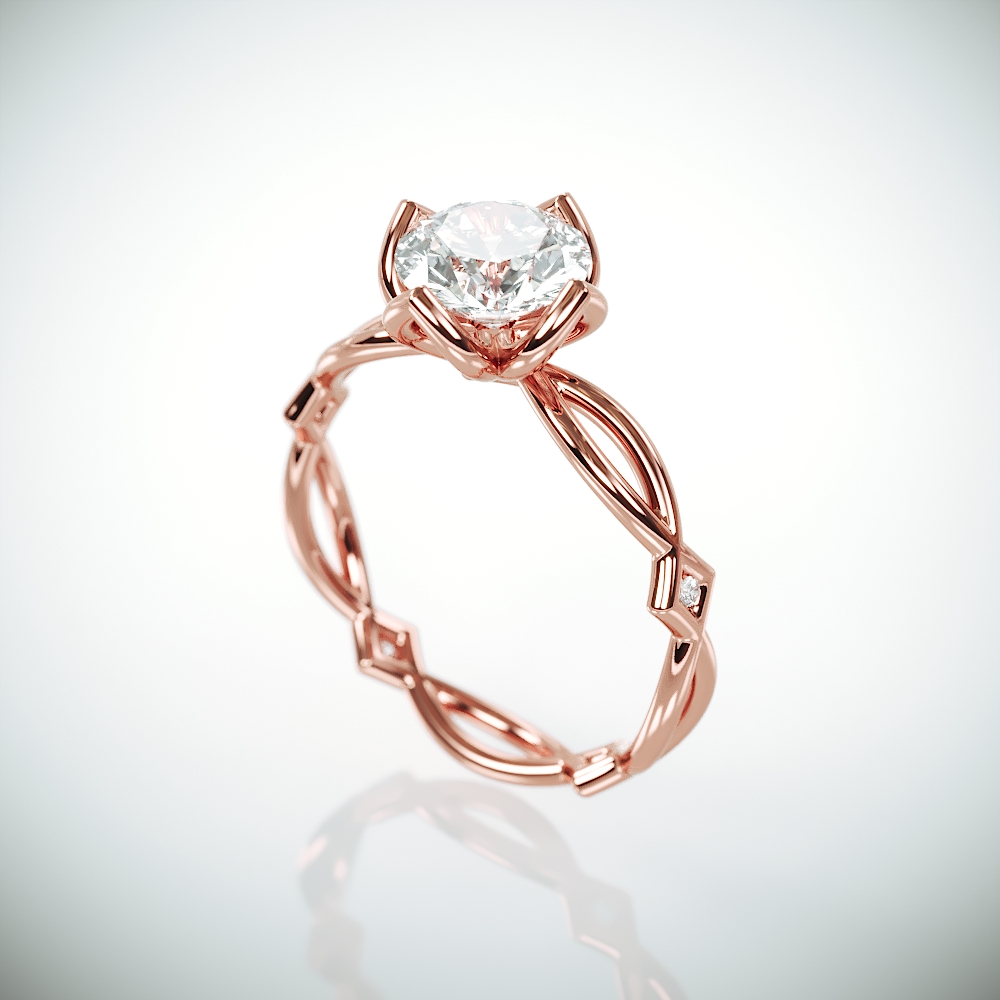 Delicate Moissanite Engagement Ring | Rose Gold Engagement Ring set with 1ct Charles & Colvard Forever One Moissanite and Diamonds