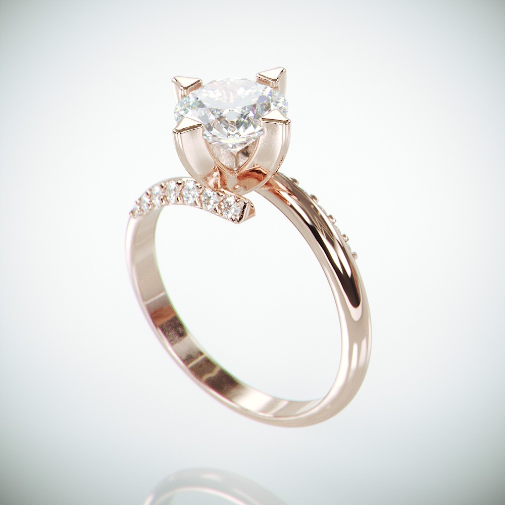 14k Rose Gold Open Shank Engagement Ring set with Moissanite and Diamonds | Charles and Colvard Celtic Forever One Engagement Ring